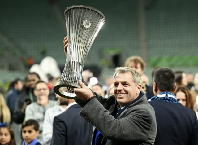 Chelsea owner Todd Boehly with the trophy