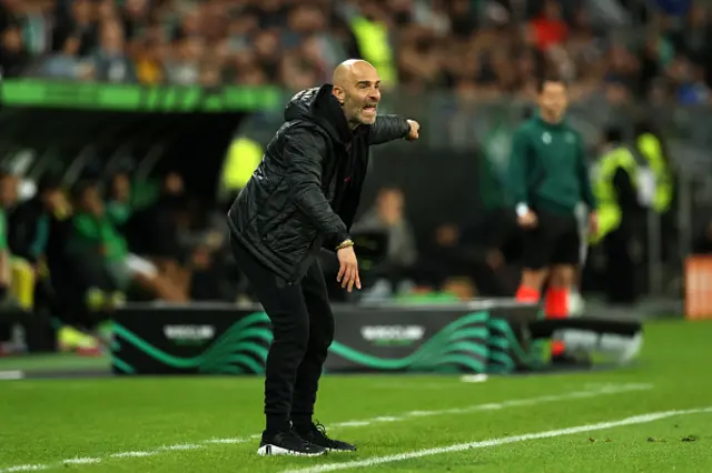 Enzo Maresca, Manager of Chelsea, gestures as he gives the team instructions