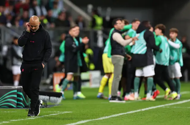 A dejected looking Enzo Maresca manager