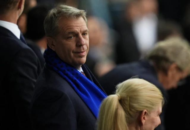 Co-owner and Chelsea chairman Todd Boehly looks on