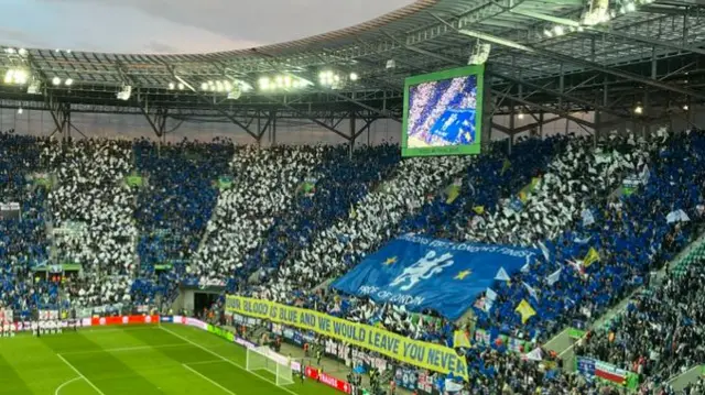 Chelsea away end in Wroclaw