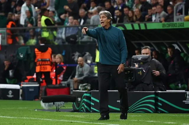 Manuel Pellegrini, head coach of Real Betis gives tactics