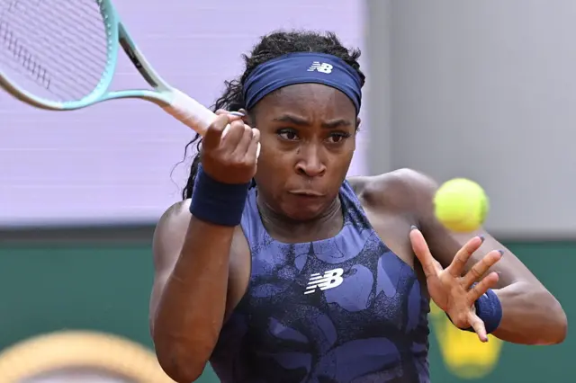 Coco Gauff in action at the French Open