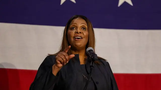 NY Attorney General Letitia James hosts a town hall at SUNY Westchester Community College to hear from residents about the impact of former President Donald Trump’s policies on their lives on May 08, 2025 in Valhalla, New York. James, along with her counterparts from New Jersey, California, Illinois, and Minnesota, will listen to New Yorkers from across the state about safeguarding civil rights and pushing back against federal policies they deem harmful. (Photo by Spencer Platt/Getty Images)