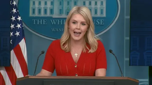 Leavitt speaks from the White House press briefing room