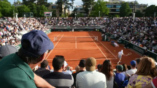 A spectator's view of a court at the French Open