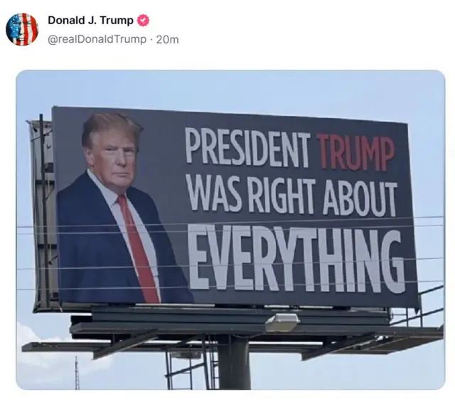 Screengrab from US President Donald Trump's Truth Social page.