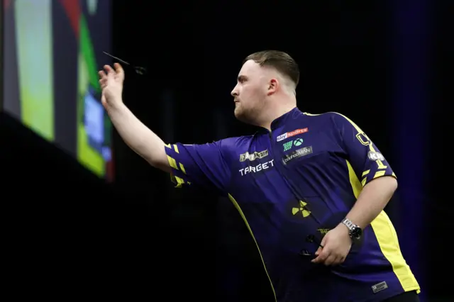 Luke Littler in action during the final match against Luke Humphries