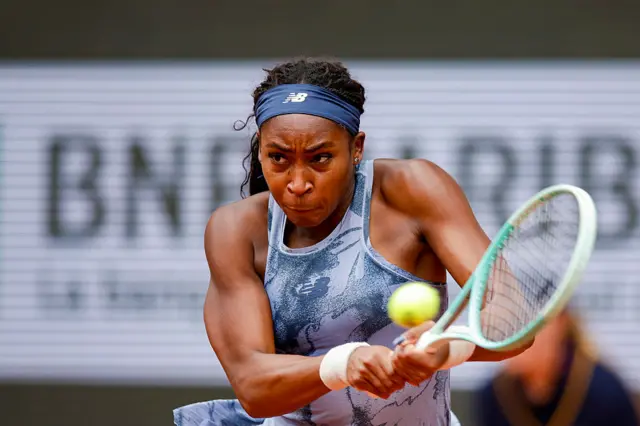 Coco Gauff in action at the French Open