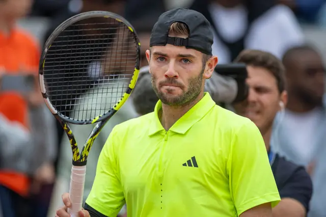 Jacob Fearnley in action at the French Open