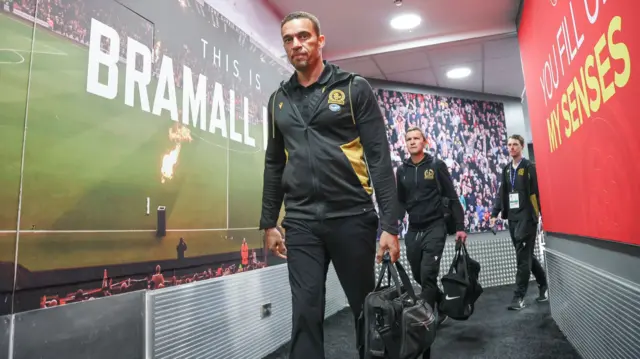 Blackburn boss Valerien Ismael arrives at Bramall Lane with his players and staff
