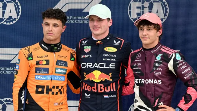 Lando Norris, Max Verstappen and Kimi Antonelli