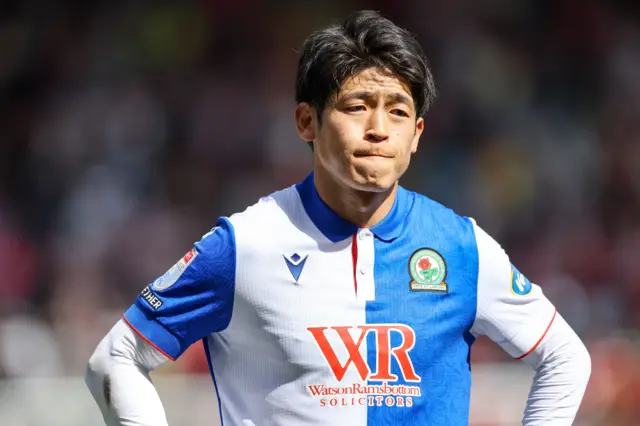 Blackburn's Yuki Ohashi looks dejected after missing out on the play-offs