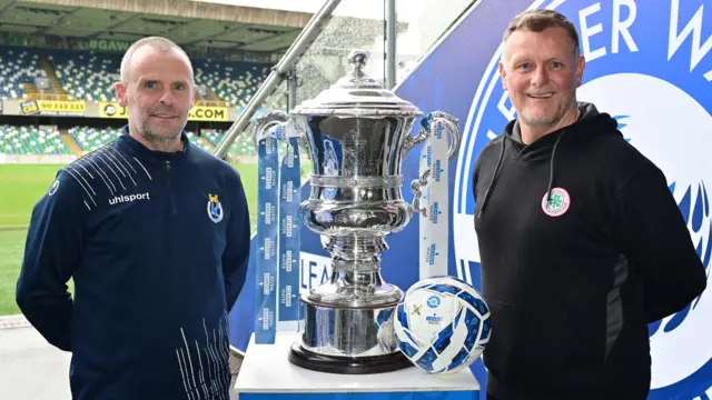 Dungannon Swifts manager Rodney McAree and Cliftonville boss Jim Magilton