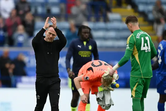 Simon Rusk, Interim Manager of Southampton applauds the fans