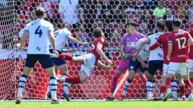Emil Riis gives Preston the lead at Bristol City