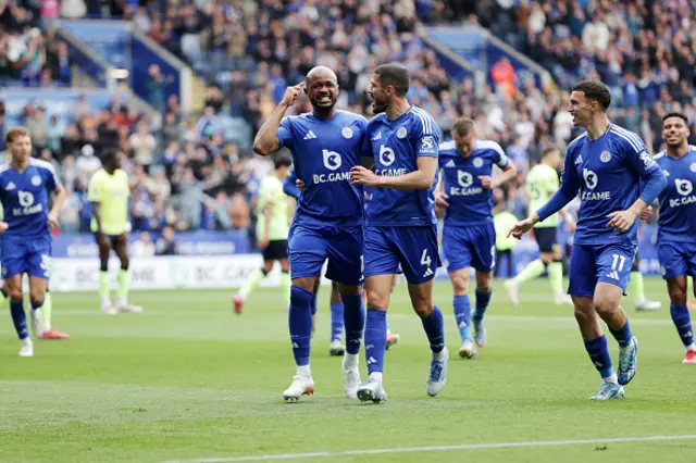 Jordan Ayew of Leicester City celebrates