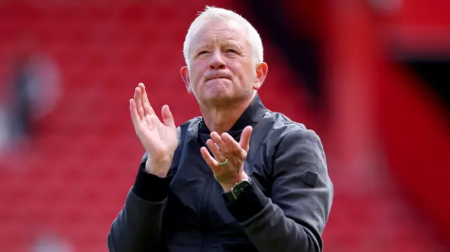Sheffield United boss Chris Wilder claps the fans after the final home game of the season