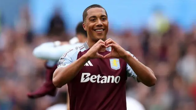 Youri Tielemans of Aston Villa celebrates