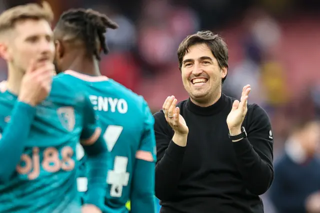 Head Coach Andoni Iraola of Bournemouth smiles