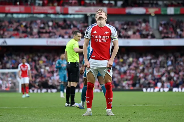 Martin Odegaard of Arsenal reacts
