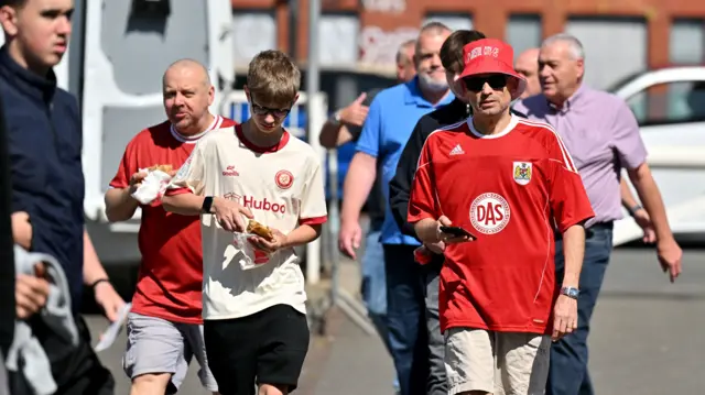 Bristol City fans arriving at Ashton Gate