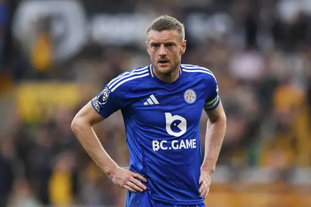 Jamie Vardy with his hands on his hips