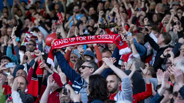 Orient supporters at Huddersfield