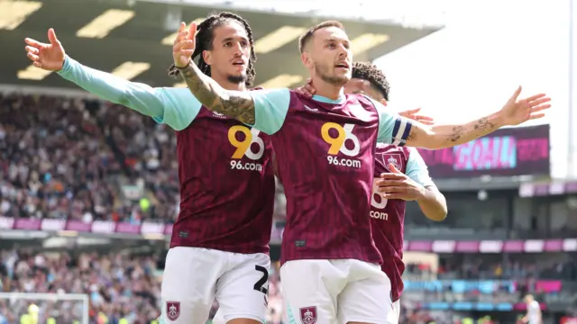 Burnley midfielder Josh Brownhill celebrates