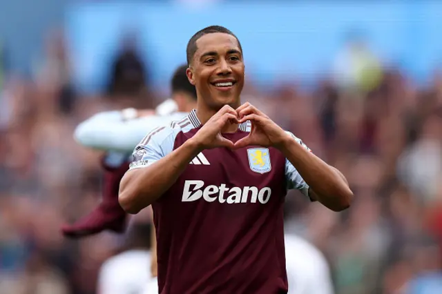 Youri Tielemans of Aston Villa celebrates