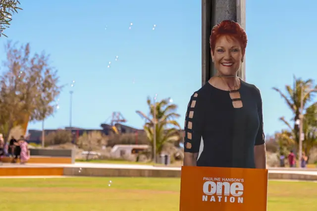A cardboard cut-out of One Nation leader Pauline Hanson