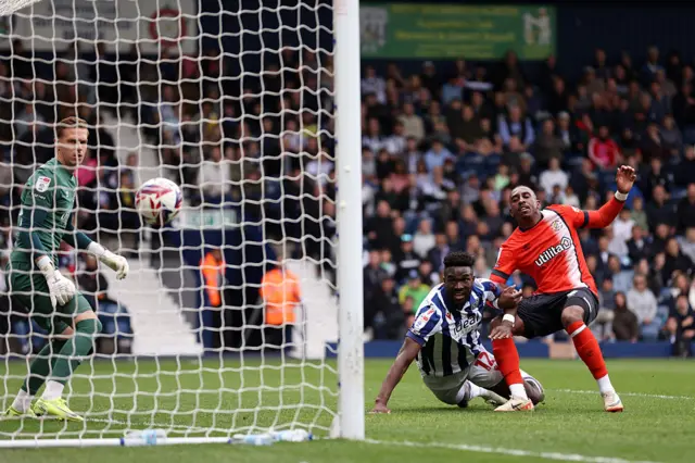 Daryl Dike scores for West Brom against Luton