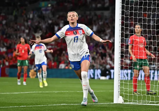 Kelly celebrates her goal