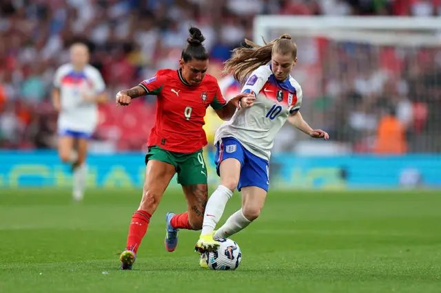 Jess Park battles for the ball