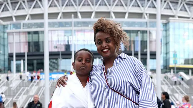 England fans pose at Wembley
