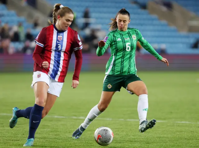 Laura Rafferty in action against Norway