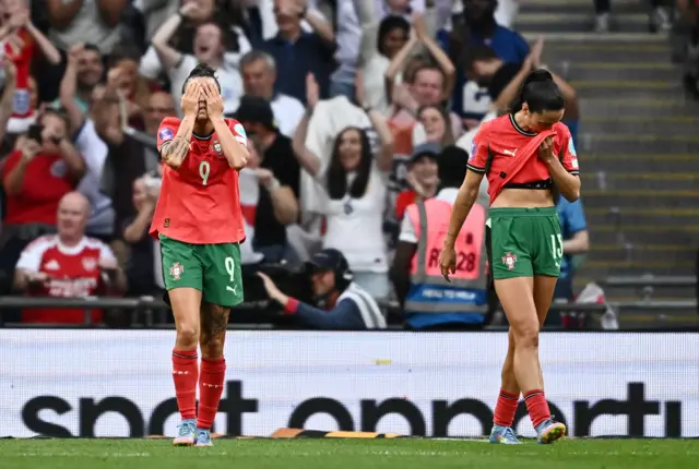 Portugal players react with frustration after conceding again