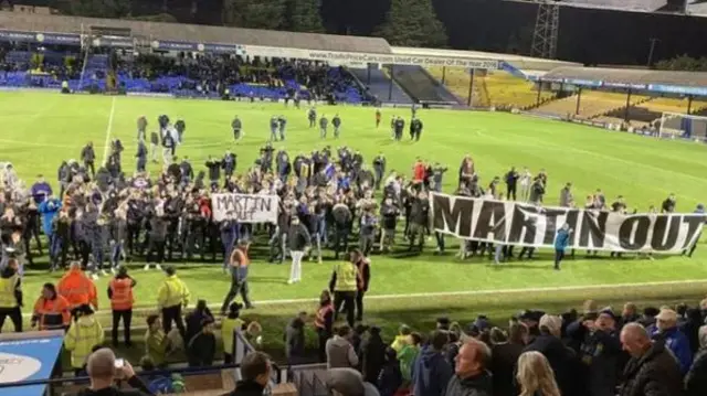 Southend fans protesting against former owner Ron Martin