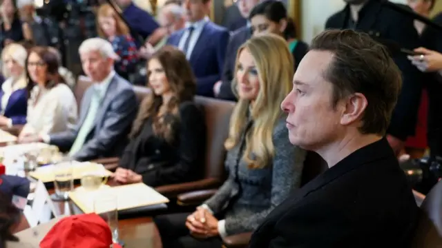 Musk at the top of the table of one of Trump's cabinet meetings