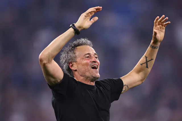 Luis Enrique manager / head coach of Paris Saint Germain celebrates