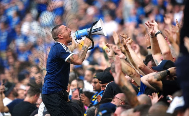 Inter Milan fans during the UEFA Champions League final at the Munich Football Arena