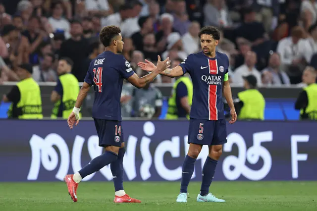 Desire Doue of Paris Saint Germain celebrates