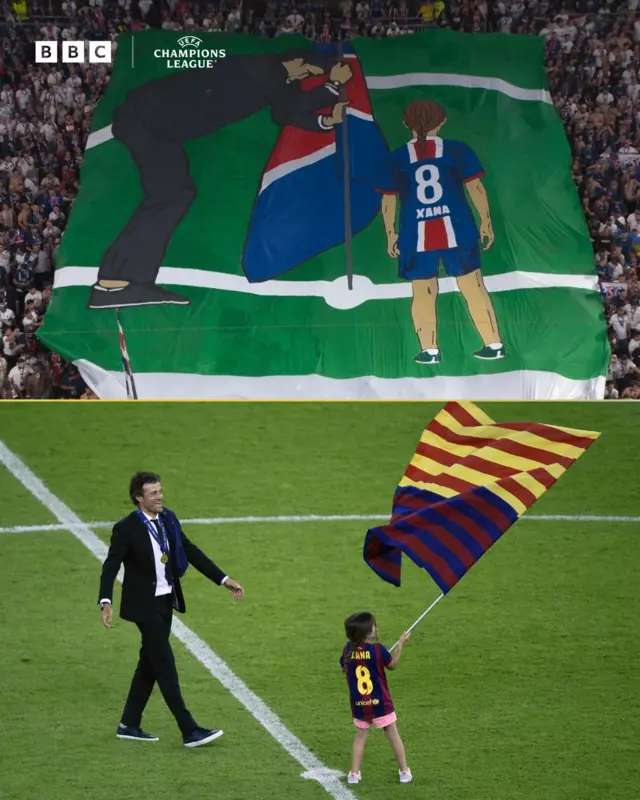 Tifo from PSG fans for Luis Enrique