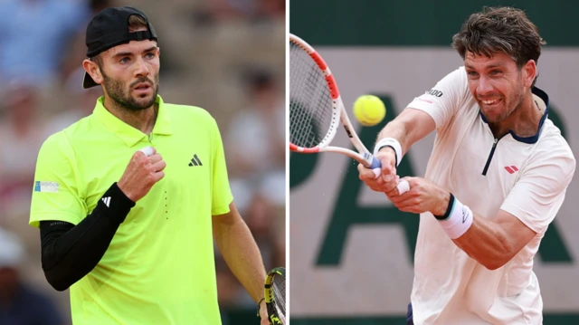 A split picture of Jacob Fearnley and Cameron Norrie