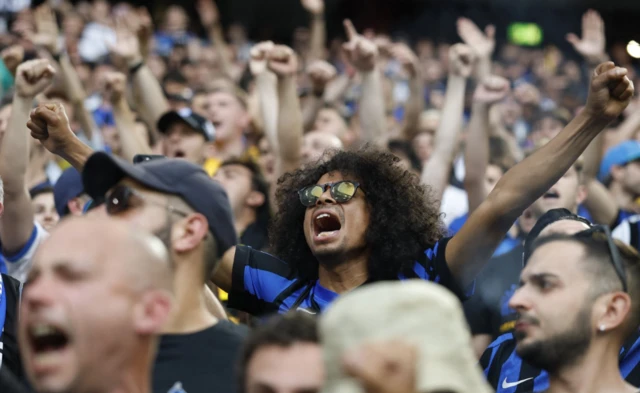 Inter Milan fans inside the stadium
