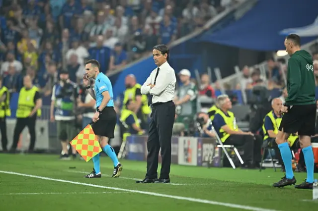 Head coach of Inter Milan, Simone Inzaghi looks on