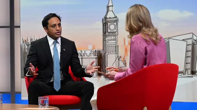 Reform UK party chairman Zia Yusuf appearing on the BBC 1 current affairs programme, Sunday With Laura Kuenssberg.