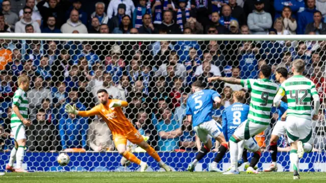 Adam Idah scores for Celtic against Rangers