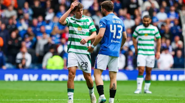 Celtic's Paulo Bernardo and Rangers' Nico Raskin