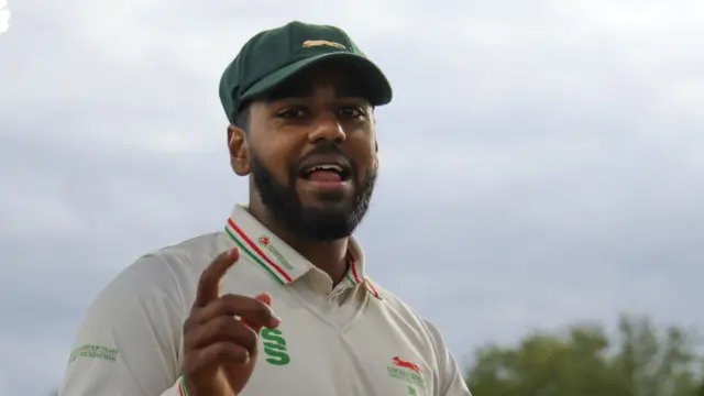 Rehan Ahmed celebrates win